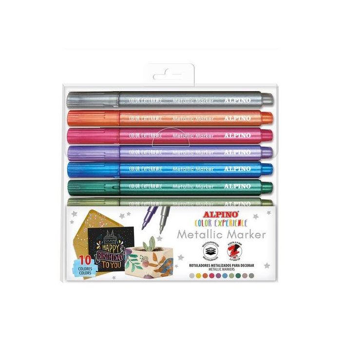 Alpino Rotuladores Multisuperficies Metallic Color Experience, Estuche 10 Unidades