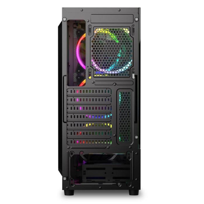 Sharkoon RGB Wave Caja de PC Negra Tipo Escritorio con 3 Ventiladores 120mm Preinstalados y Soporte Discos 2.5/3.5 5