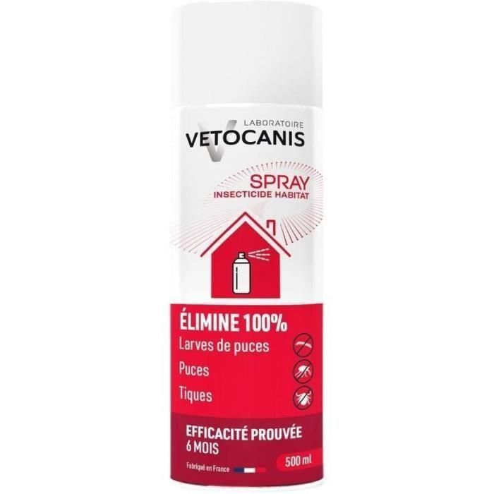 Vetocanis Spray Antipulgas y Antiácaros para el Hogar 500 ml para Gatos y Perros