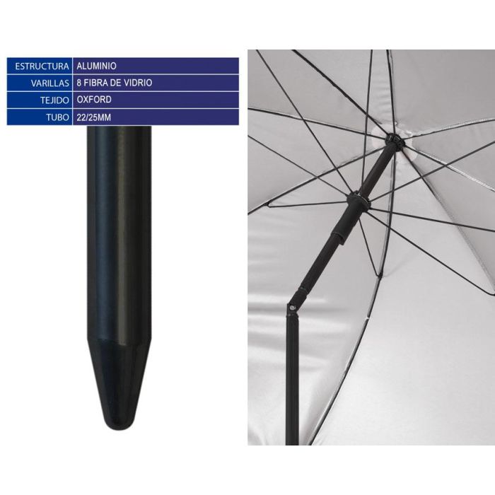 Atosa Sombrilla de Playa Reclinable de Aluminio con UPF 50+, Celeste, 180 cm 1