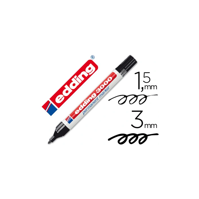 Edding Marcador Permanente 3000 Negro (Set de 10) Marcadores para Casi Todos los Materiales Tinta Resistente (Set de 10) 0 Edding Marcador Permanente 3000 Negro (Set de 10) Marcadores para Casi Todos los Materiales Tinta Resistente (Set de 10) 0