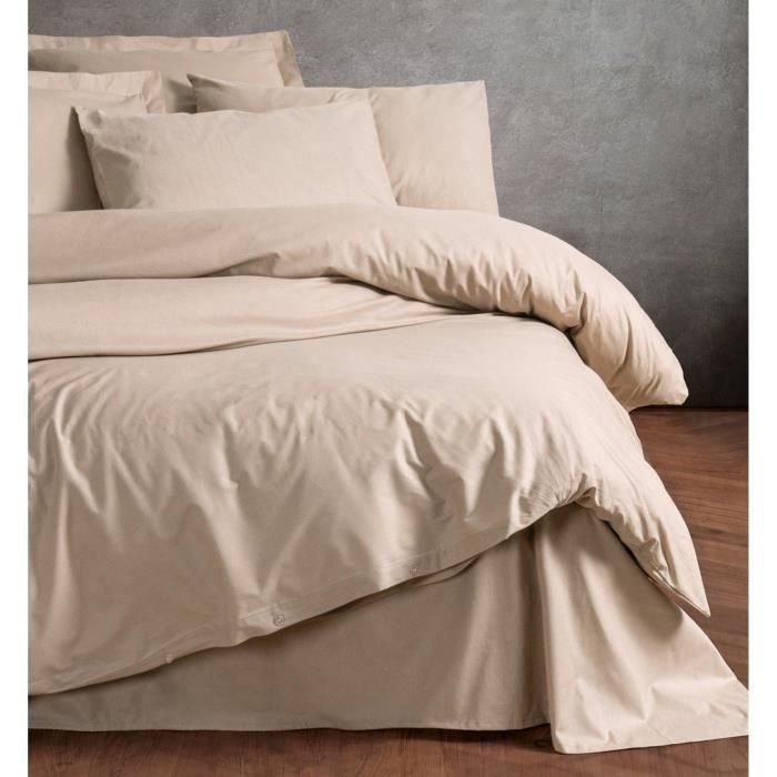 Juego de cama - 1 funda nórdica 220x240 cm + 2 fundas de almohada 60x60 cm - 100% algodón - Beige 2 Juego de cama - 1 funda nórdica 220x240 cm + 2 fundas de almohada 60x60 cm - 100% algodón - Beige 2