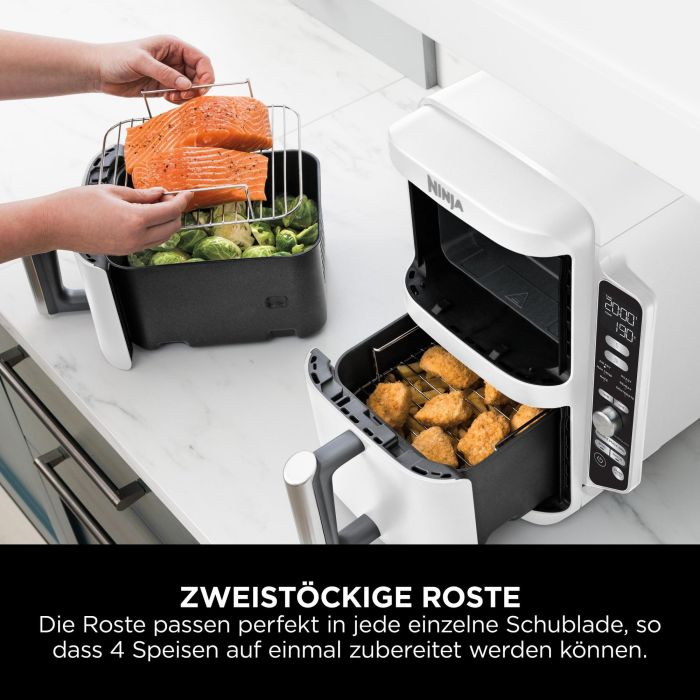 Ninja SL400EUWH Freidora de Aire Doble Cesta XL, 9.5L, Horno Eléctrico, Doble Zona, Tecnología DualZone, 2 Cajones, Blanca 4