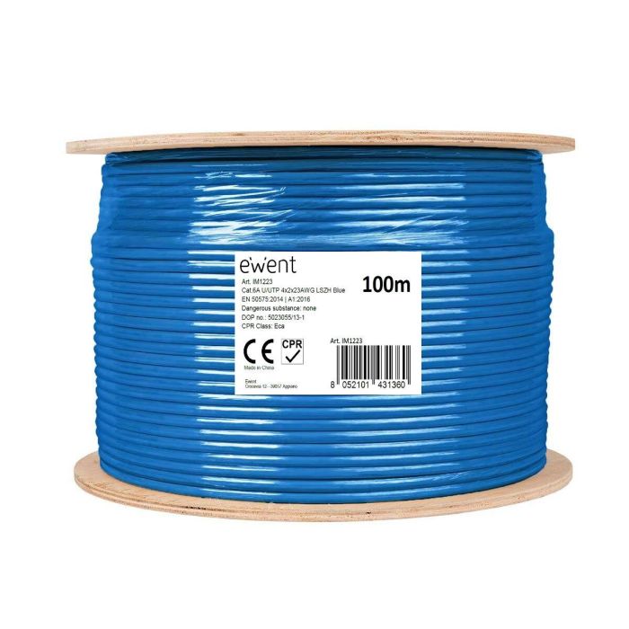 Cable de Red Rígido UTP Categoría 6 Ewent IM1223 Azul 100 m 1 Cable de Red Rígido UTP Categoría 6 Ewent IM1223 Azul 100 m 1