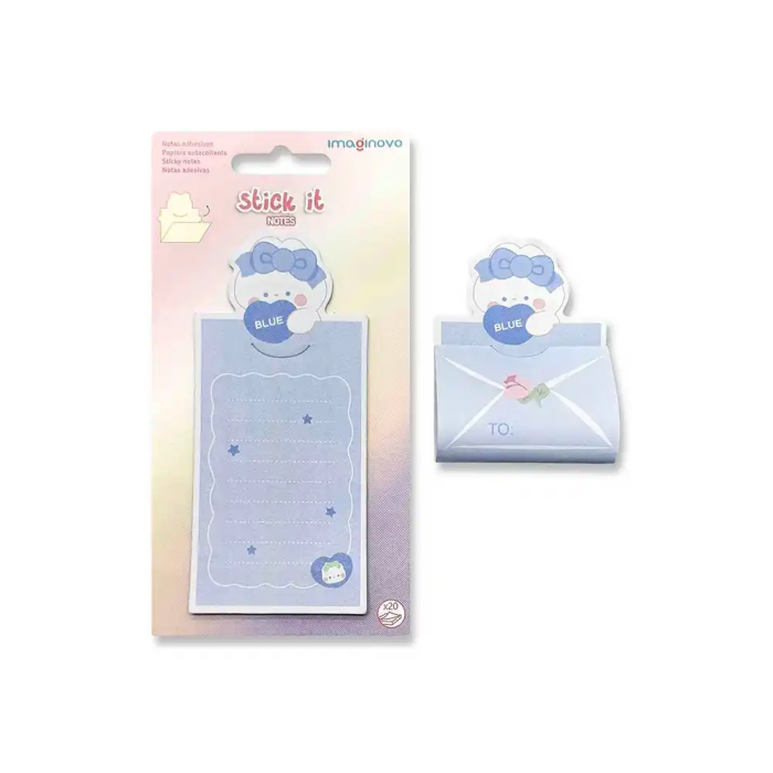 Imaginovo Bloc notas adhesivas conejito azul 20 hojas 85x164 mm 4