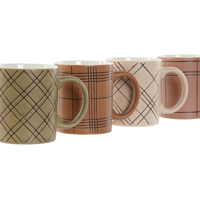 Mug Urban DKD Home Decor Beige Rosa 8 x 9.5 x 12 cm (12 Unidades) 1