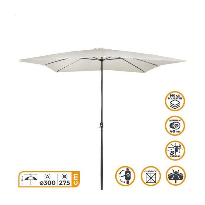 Parasol Aktive Crema Ø 4,8 cm 300 cm Aluminio 4 Parasol Aktive Crema Ø 4,8 cm 300 cm Aluminio 4
