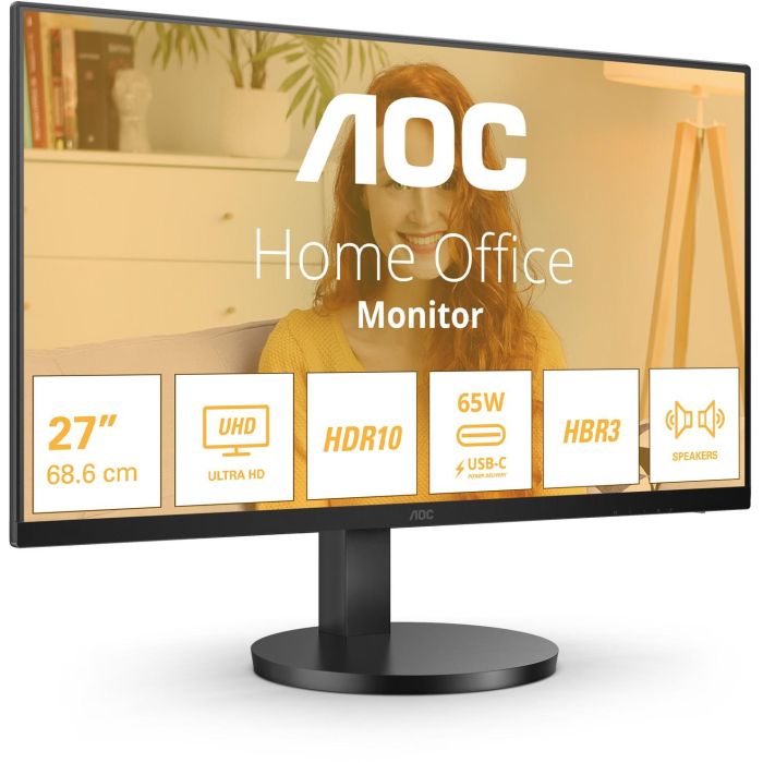 AOC U27B3CF Monitor Profesional 27" 4K UHD IPS 60Hz USB-C 65W PD, Altura Ajustable, HDMI/DP