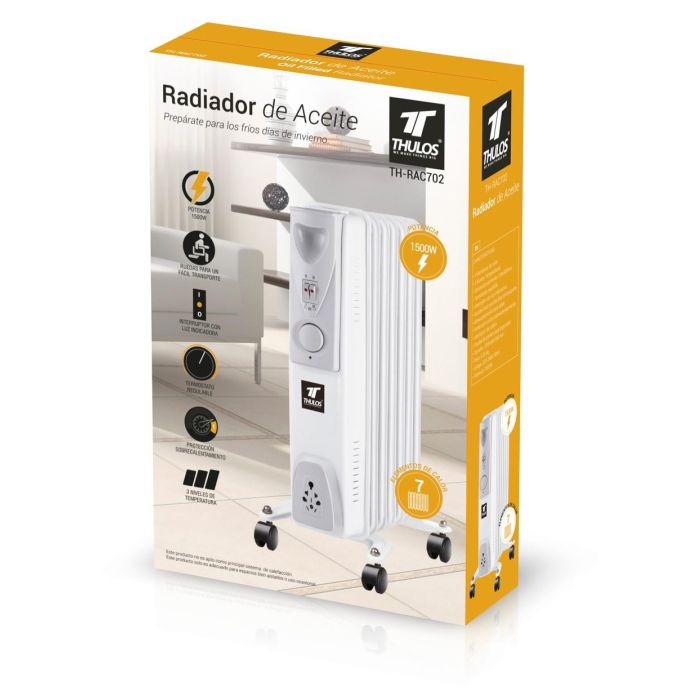 Thulos Radiador de Aceite TH-RAC702 1500W, 7 Elementos de Calor, Termostato Regulable 1 Thulos Radiador de Aceite TH-RAC702 1500W, 7 Elementos de Calor, Termostato Regulable 1