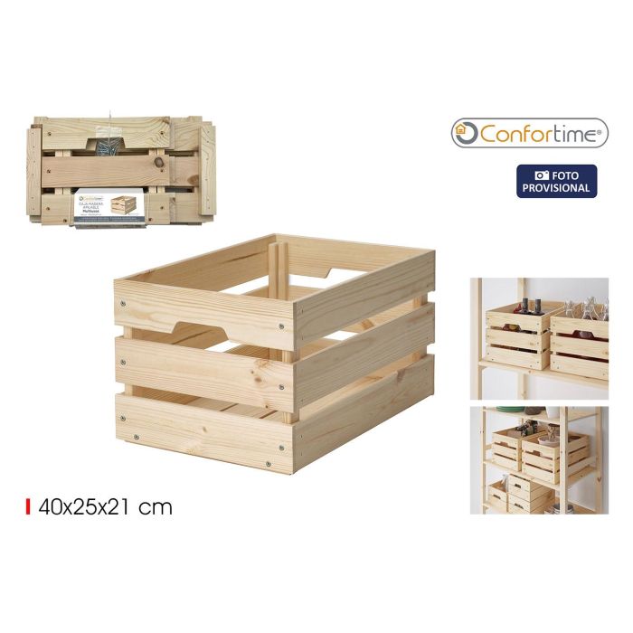 Caja de Madera Apilable 40x25x20 cm - Confortime por Inde (4 Unidades) Caja de Madera Apilable 40x25x20 cm - Confortime por Inde (4 Unidades)