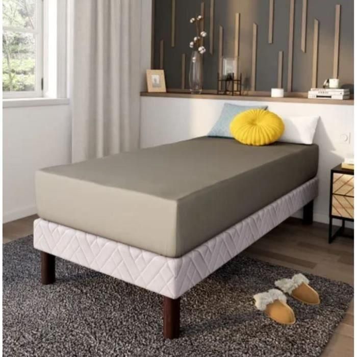 Dodo DOD3609251731908 Funda Protectora de Colchón Algodón Coutil 32 cm Taupe 90x190 cm Hecho en Francia 2