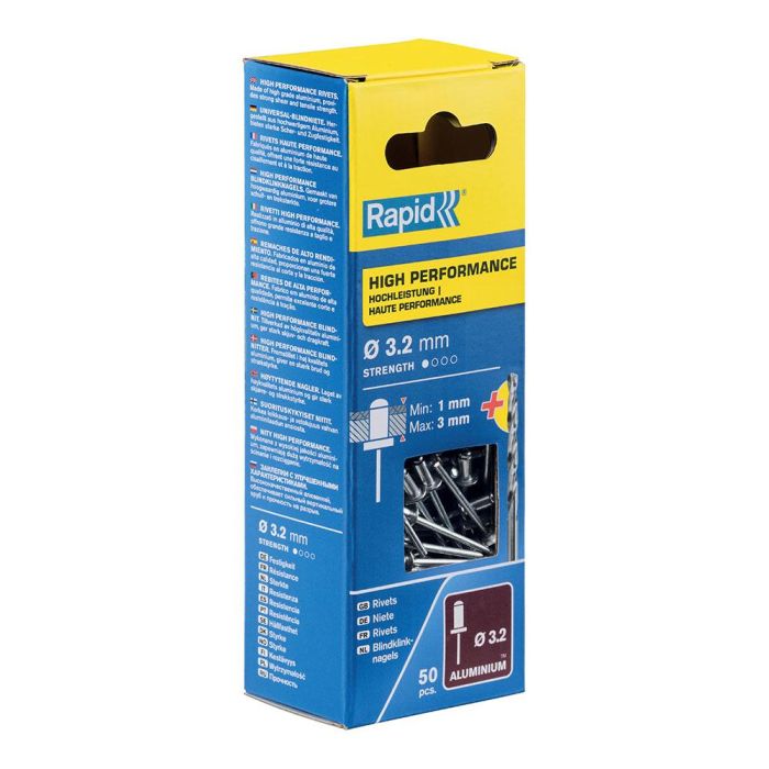 Rapid Remaches aluminio Ø3.2x6mm 50uds + broca 5001528 1 Rapid Remaches aluminio Ø3.2x6mm 50uds + broca 5001528 1