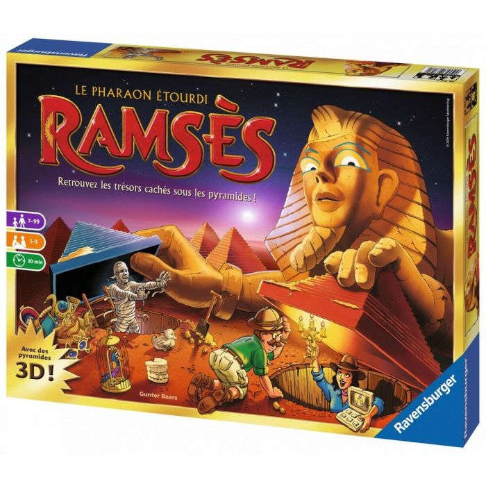 Ravensburger Ramses Juego de Mesa de Memoria. Ayuda al Faraón a encontrar sus tesoros moviendo 47 pirámides. Para +7 años.
