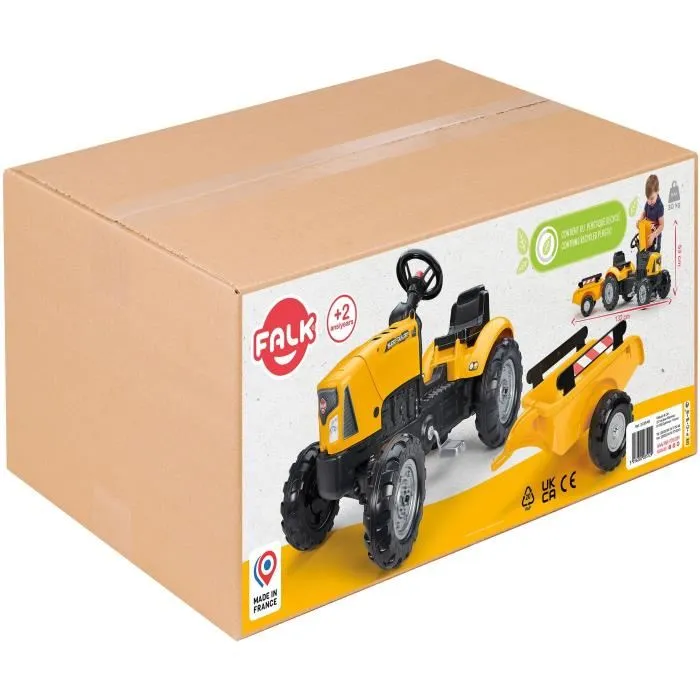 Falk FAL3016202035129 Tractor de Pedales Infantil SuperBuilder con Capó Abatible y Remolque, ideal para niños de 2 a 5 años 3