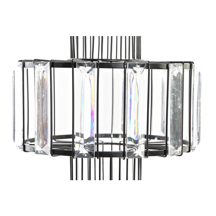 DKD Home Decor Portavelas Moderno Set de 2 Negro Transparente de Metal y Cristal 20x20x26 cm 1
