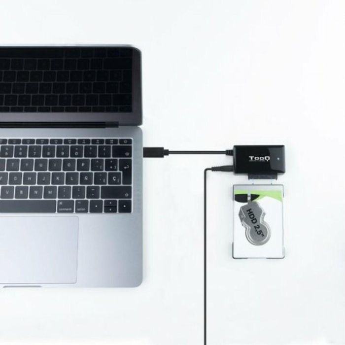 TooQ TQHDA-02C Adaptador USB-C a SATA para Discos Duros SSD/HDD 2.5" y 3.5" USB 3.1 Gen1 5Gbps Negro, compatible SATA I/II/III. 2