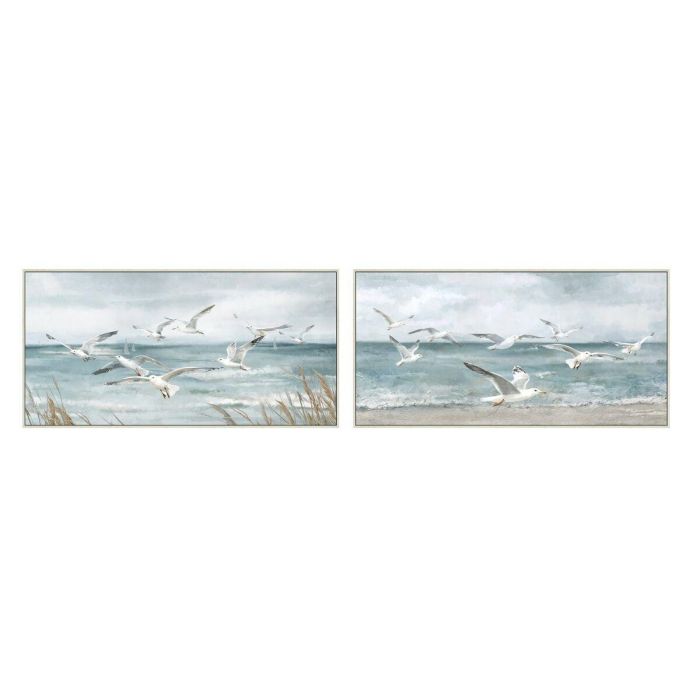DKD Home Decor Cuadro Mediterráneo con Gaviotas Azul y Blanco 140x70 cm (2 Unidades) Lienzo 0 DKD Home Decor Cuadro Mediterráneo con Gaviotas Azul y Blanco 140x70 cm (2 Unidades) Lienzo 0