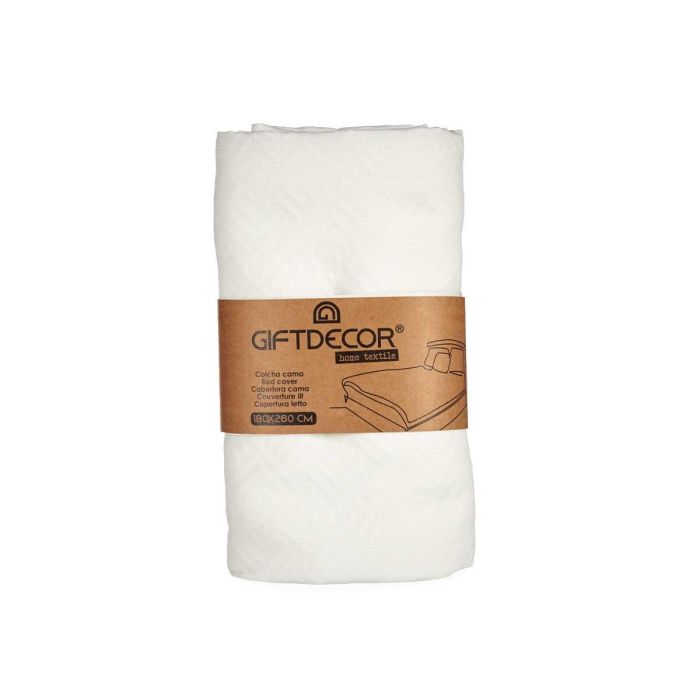 Colcha Cama Geometrico Blanco 180X260Cm Giftdecor (4 Unidades) 2 Colcha Cama Geometrico Blanco 180X260Cm Giftdecor (4 Unidades) 2