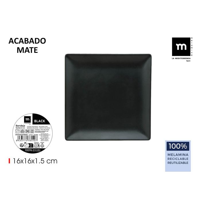 Bandeja Melamina Black 16x16x1.5 cm La Mediterrane - Inde (24 Unidades) Bandeja Melamina Black 16x16x1.5 cm La Mediterrane - Inde (24 Unidades)