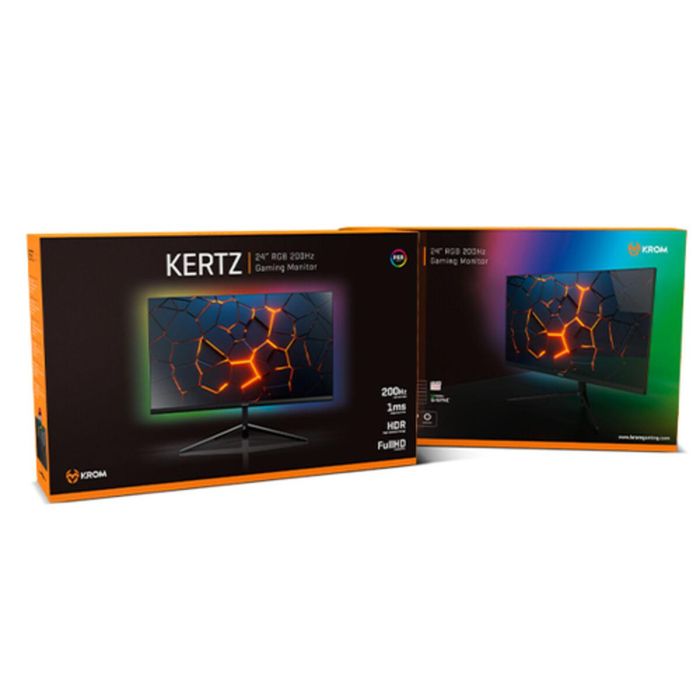 Krom Kertz Monitor Gaming PC 23.8" Full HD 1920x1080p LED 200Hz 1ms. Sin Marcos, Negro, Luz RGB, VESA, HDMI/DP. 3