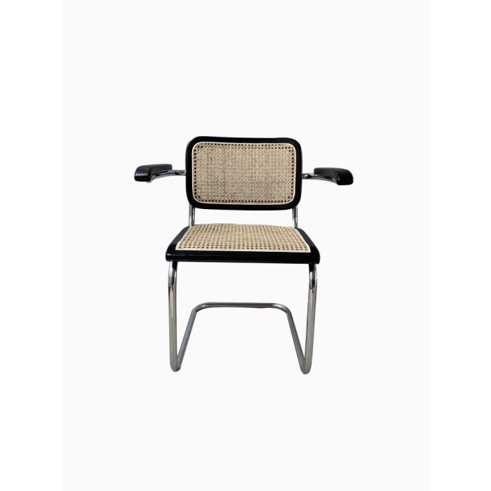 DKD Home Decor Silla Horeca Vintage de Olmo y Ratán con Rejilla, Colores Negro y Natural, Pack de 4 Unidades, Altura Asiento 45 cm 1