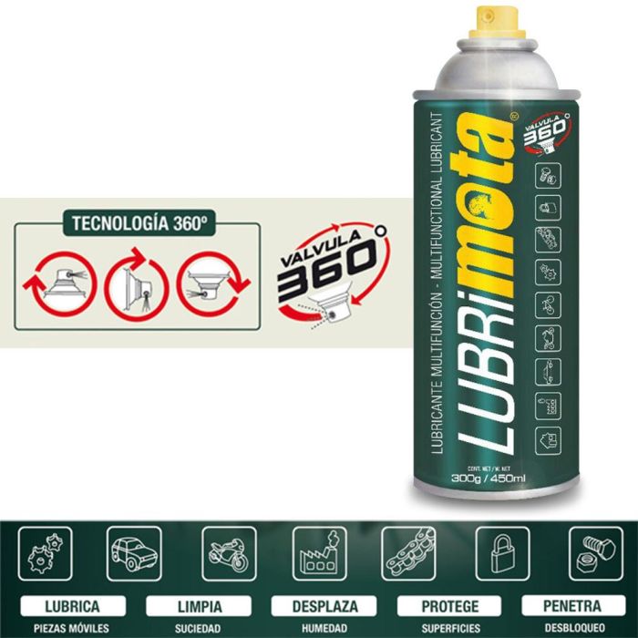 Mota Herramientas Lubricante Multifunción LB450 450ml/300g con Válvula 360° 0 Mota Herramientas Lubricante Multifunción LB450 450ml/300g con Válvula 360° 0