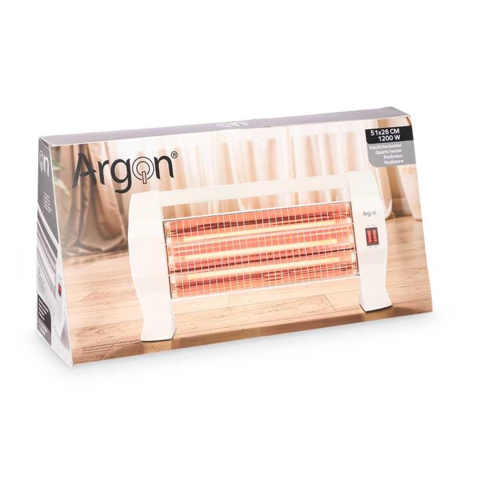 Estufa Horizontal Argon 3 Barras 1200W, 51x26x13.5 cm, Blanco (8 Unidades) 1