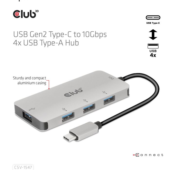 Club3D Hub USB 3.1 Tipo C a 4x USB 3.1 Tipo A 10Gbps 7 Club3D Hub USB 3.1 Tipo C a 4x USB 3.1 Tipo A 10Gbps 7