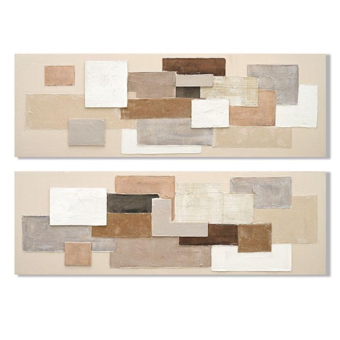 DKD Home Decor Cuadro Urban Abstracto de Lienzo y MDF Beige Blanco 150x50x3 cm (2 Unidades) 0 DKD Home Decor Cuadro Urban Abstracto de Lienzo y MDF Beige Blanco 150x50x3 cm (2 Unidades) 0