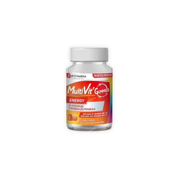 FORTE PHARMA Multivit Gummies 60 Gominolas. Vitaminas y Minerales Sabor Naranja Limón para Niños (+4 años) y Adultos.