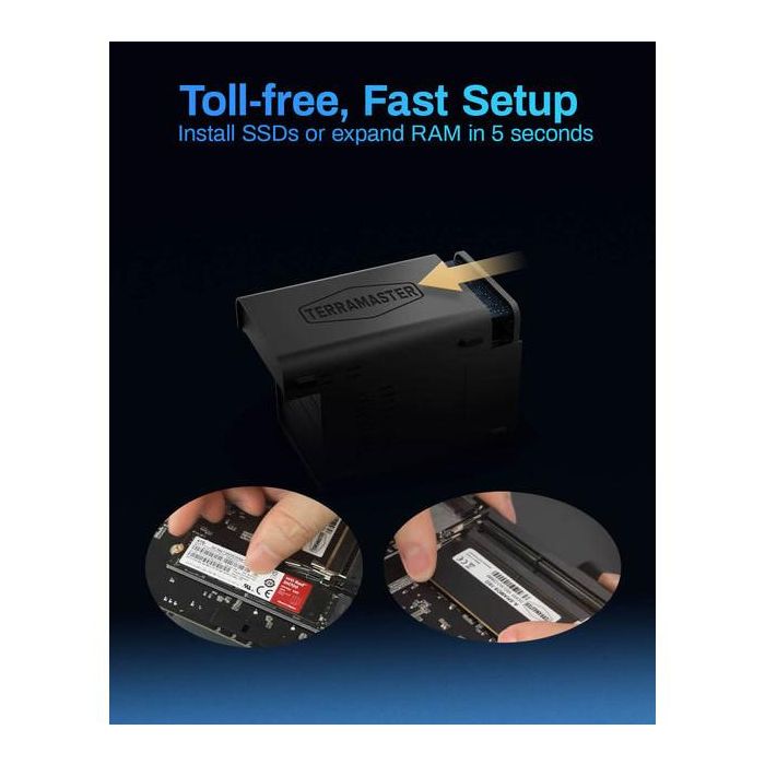 TerraMaster F4-424MAX NAS 10-Core CPU 16GB DDR5 Diskless NAS de Escritorio con Intel Core i5-1235U para 4 Bahías de Disco HDD/SSD 3