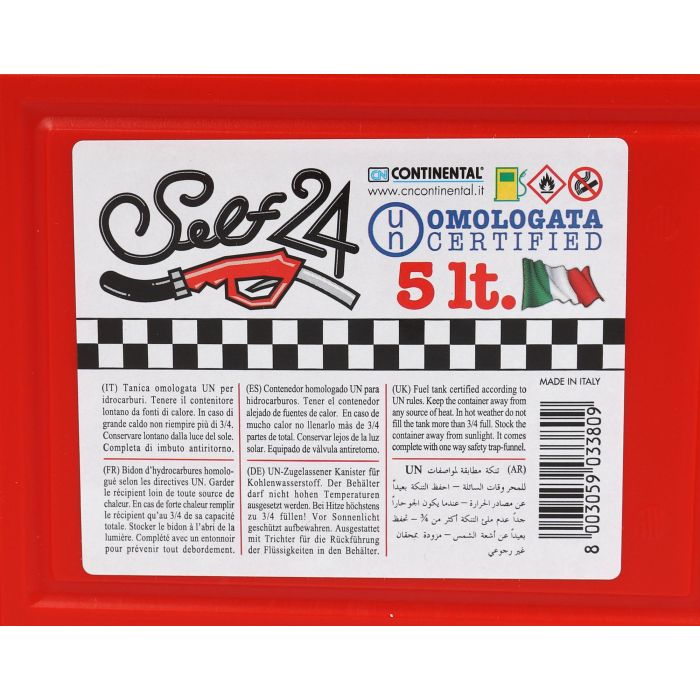 Continental Tanque de Gasolina con Embudo 5L, 26.5 x 14.5 x 26 cm (4 Unidades)