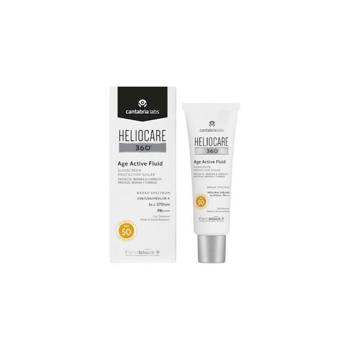 Heliocare 360° Protector Solar Facial Fluido SPF50 Anti-Fotoenvejecimiento, Resistente Agua, Todo Tipo Pieles, 50 ml