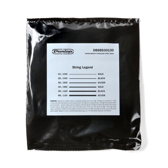 DUNLOP Super Bright Medium 6 St. 30-130 Juego de Cuerdas de Bajo de Acero Inoxidable 2 DUNLOP Super Bright Medium 6 St. 30-130 Juego de Cuerdas de Bajo de Acero Inoxidable 2