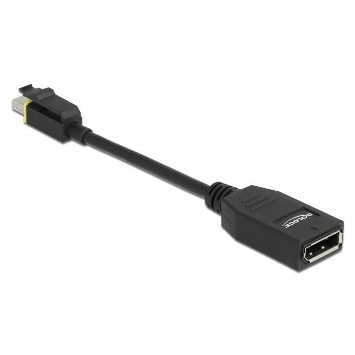 Delock Adaptador Mini DisplayPort a DisplayPort 1.4, 32.4 Gb/s, HDCP 1.4/2.2, Cierre de Seguridad, 0.15 m 1 Delock Adaptador Mini DisplayPort a DisplayPort 1.4, 32.4 Gb/s, HDCP 1.4/2.2, Cierre de Seguridad, 0.15 m 1