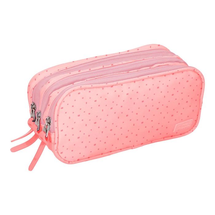 Estuche Portatodo Liderpapel Multibolsillo 3 Cremalleras Rosa Estrellas A Juego Con Mochila 150x90x240 mm