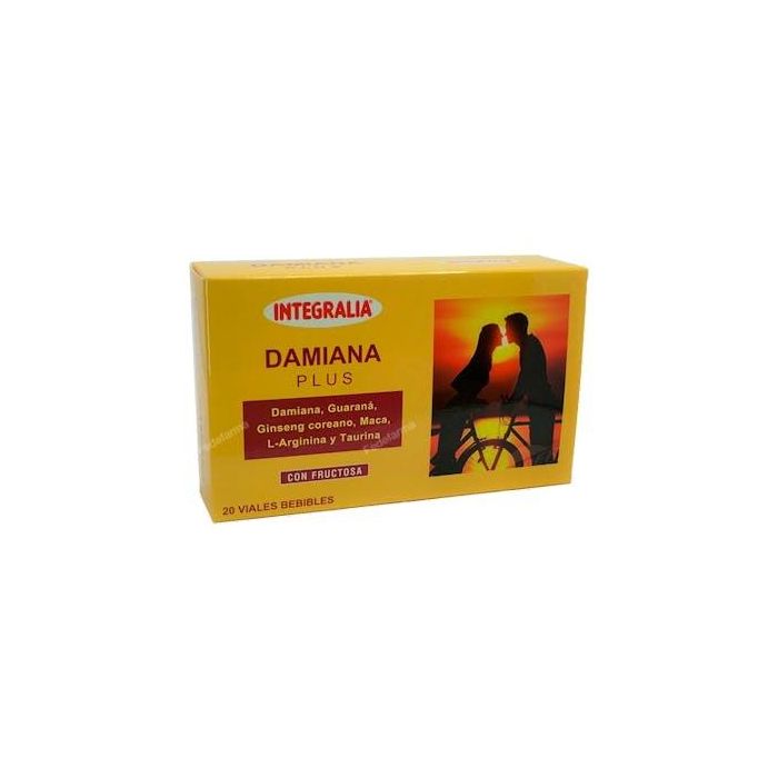 INTEGRALIA Damiana Plus, Viales Bebibles con Guaraná, Ginseng y Maca para Relaciones Sexuales, 20 Viales