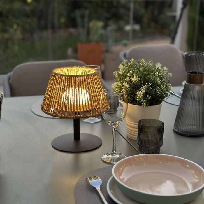 Lámpara de mesa inalámbrica - LUMISKY - STANDY MINI RAFFY - Al. 22 cm - Rafia natural - LED blanco cálido y blanco 5 Lámpara de mesa inalámbrica - LUMISKY - STANDY MINI RAFFY - Al. 22 cm - Rafia natural - LED blanco cálido y blanco 5