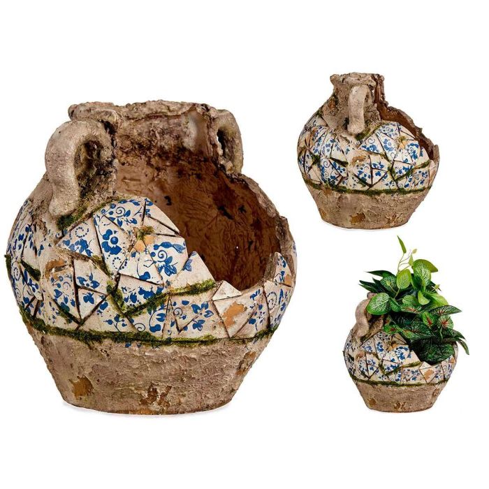 Jarrón de poliresina rústico Ibergarden 29 cm - Gris, Blanco, Azul (2 Unidades) Jarrón de poliresina rústico Ibergarden 29 cm - Gris, Blanco, Azul (2 Unidades)