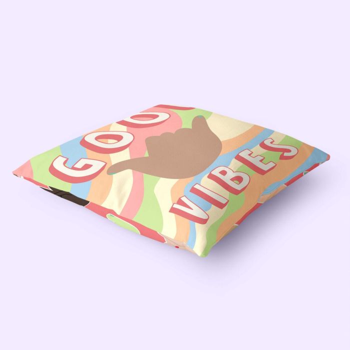 Funda de cojín HappyFriday Aware Good vibes  Multicolor 50 x 50 cm 2 Piezas 1