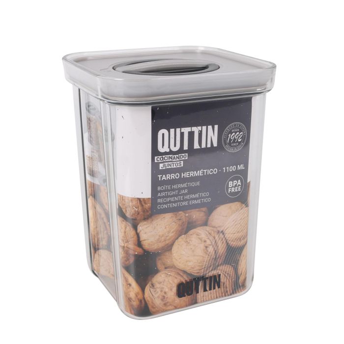 Quttin Tarro Hermético PET 1100 ml, 11,2 cm Ancho x 11,2 cm Largo x 15,5 cm Alto (12 Unidades) 4
