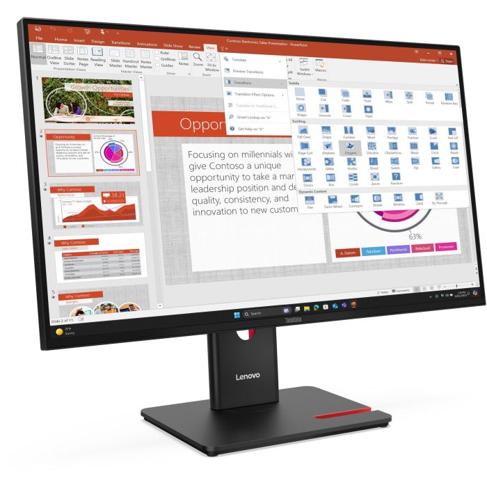 Lenovo T27-40 Monitor 27" IPS Full HD 1920x1080 120Hz 6ms HDMI DisplayPort USB para Oficina Negro 5