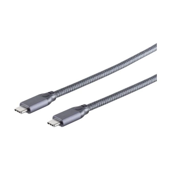 S/CONN 13-47030 Cable USB-C a USB-C 2m, USB 3.2 Gen 2x2, 10Gbps, 100W Power Delivery, 4K@60Hz, Gris