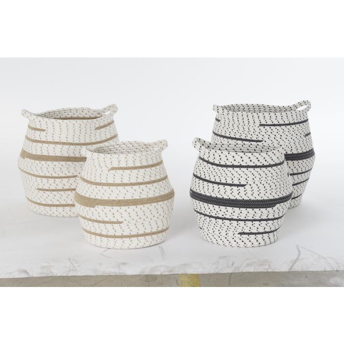 DKD Home Decor Cesta Almacenamiento Boho Algodón Yute Marrón Gris Blanco 40x40x40 cm Set 2 Unidades 3 DKD Home Decor Cesta Almacenamiento Boho Algodón Yute Marrón Gris Blanco 40x40x40 cm Set 2 Unidades 3