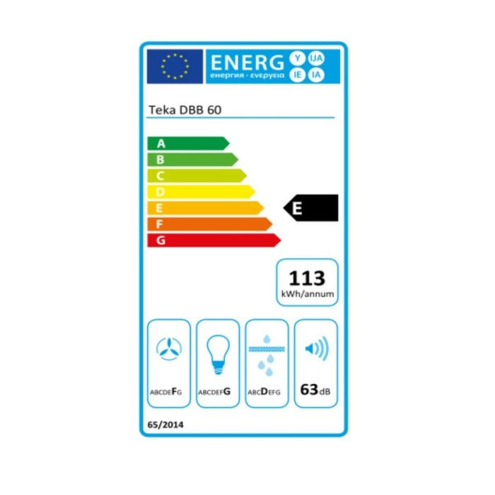 Campana Convencional Teka DBB60 I 60 cm 380 m3/h 60 dB 195W 1 Campana Convencional Teka DBB60 I 60 cm 380 m3/h 60 dB 195W 1