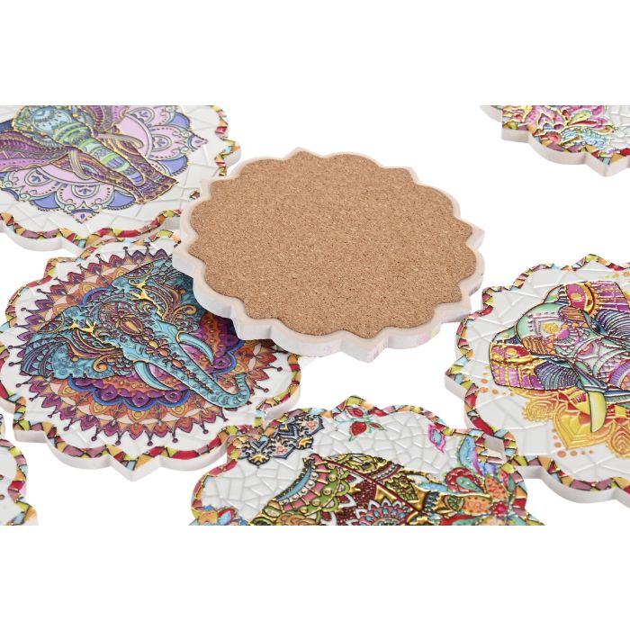 Posavasos Indio DKD Home Decor Multicolor 10.8 x 0.7 x 10.8 cm (72 Unidades) 2