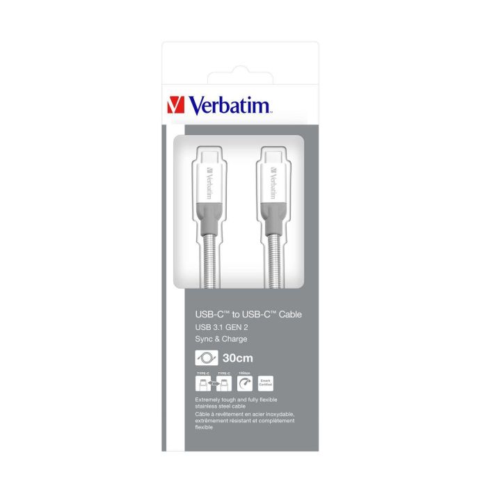 Verbatim USB C - USB C, 30cm, Stainless Steel 5 Verbatim USB C - USB C, 30cm, Stainless Steel 5