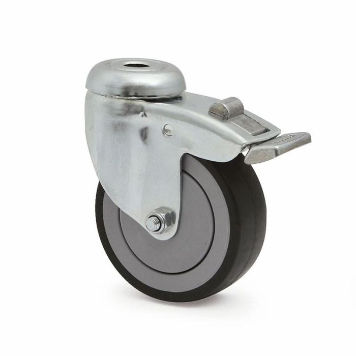 Tente Agila 2470 Rueda Giratoria Ø75mm Goma Termoplástica Antihuella Antihilo Con Freno Soporte Zincado Polipropileno 60kg