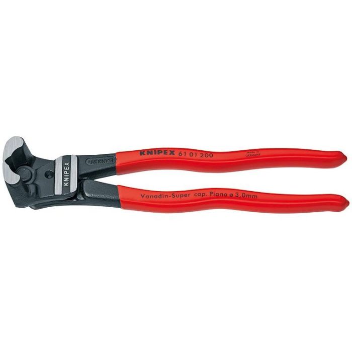 Knipex Cortaalambres compacto de cabeza atramantada, Acero cromo vanadio, Plástico rojo, 200 mm, 435 g