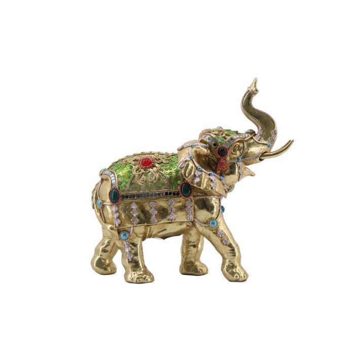 DKD Home Decor Figura de Elefante Moderno, Resina, Dorado, 12x23.5x24 cm